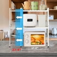 thumbnail image 5 of vfytbgnhj Expandable Microwave Stand Countertop  Heavy Duty Over Microwave Shelf Countertop  2 Tier Metal Microwave Oven Rack Shelf for Kitchen Tabletop with 4 Hooks Holds 160lb Height Ad, 5 of 5