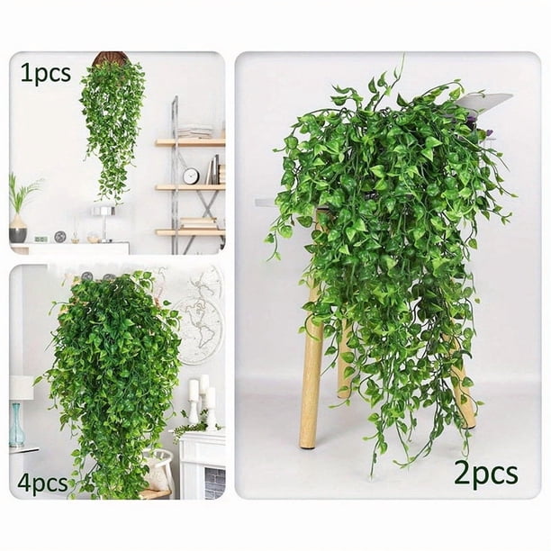 Follaje verde artificial, ramas de vegetación artificial, hojas falsas para decoración del hogar, decoración interior y exterior para oficina, estante de pared, mesa, arreglo de jardín.