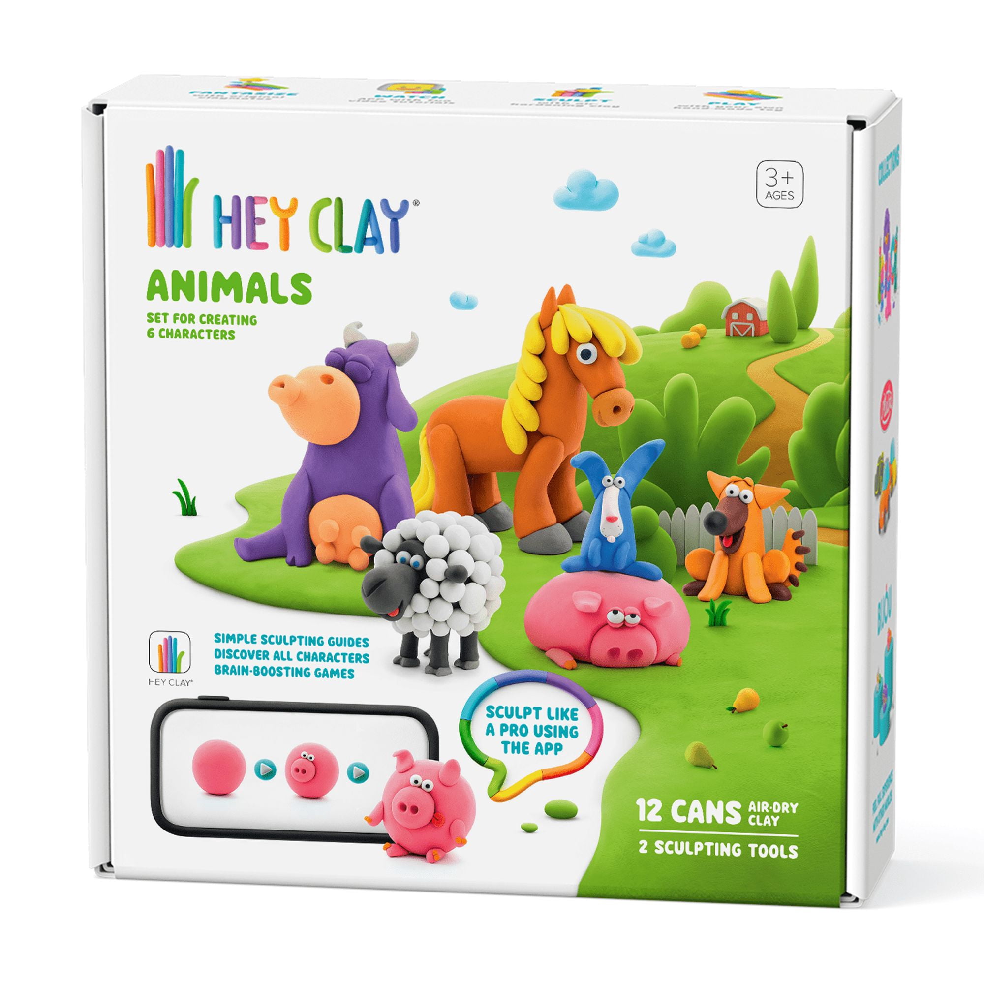 Hey Clay Animals, Air Dry Clay Kit with Interactive App for Kids & Tweens, Modeling Clay and Crafts Set