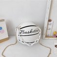 thumbnail image 5 of Bolso de mano redondo de piel sintética con diseño de baloncesto, de gran capacidad, multifuncional, para ir de compras, viajar, de mano, color negro, 5 of 5