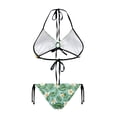 thumbnail image 2 of Chririnla Women's Halter Triangle Bikini Set - Tropical Plumeria & Palm Leaf Print - Quick Dry, Tie Side Two Piece Swimsuit for Beach Vacation & Pool Party, 2 of 9