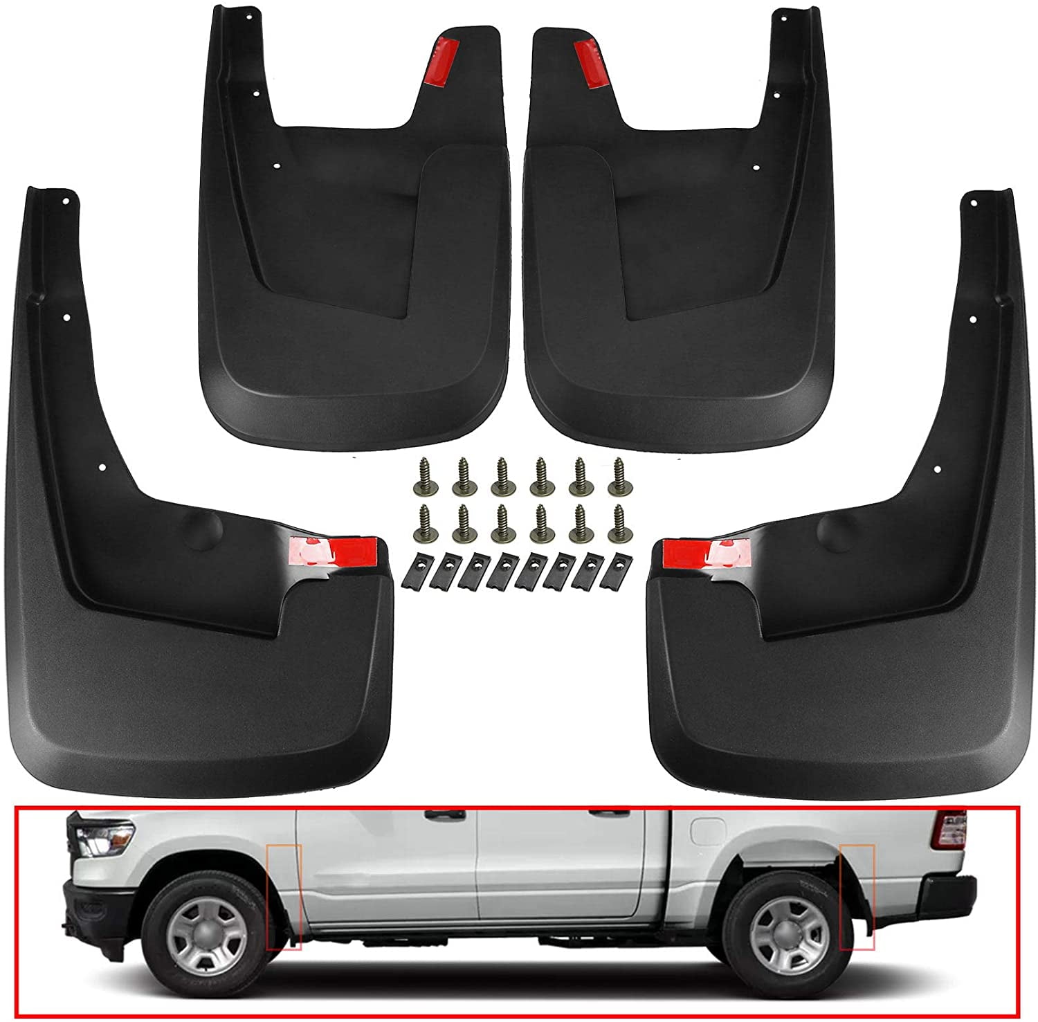 APremium Mud Flaps Splash Guards Compatible with Dodge Ram 1500 2019