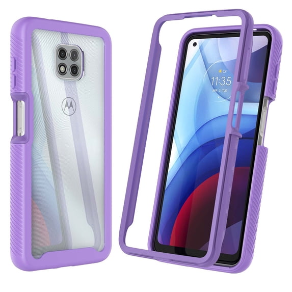 Moto G Power 2021 Case,Takfox Shock Absorbing Rugged Shockproof Crystal Clear Hard Case Full Body Protective Sturdy Cover TPU Shell Bumper Phone Cases for Motorola Moto G Power 2021, Purple