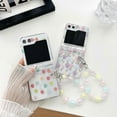 thumbnail image 3 of For Samsung Galaxy Z Flip 6 Case with Colorful Chain Strap Bracelet, Cute Girly Lady Crystal Clear PC Shockproof Protective Case, 3 of 4