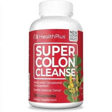 Health Plus Super Colon Cleanse 60 Day Supply of Gentle Gut Cleanse Detox, Psyllium Husk, Probiotics for Constipation Relief & Digestive Support, 240 Capsules