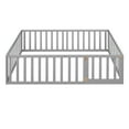 thumbnail image 2 of Daybed for Kids, Solid Wood Montessori Floor Bed Frame with Fence&Door Grey - Full, 2 of 5