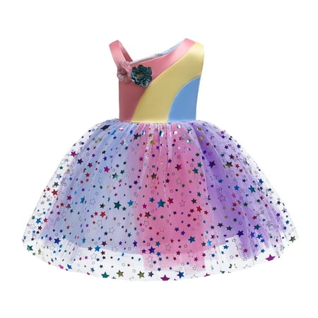 

5T Little Girls Wedding Princess Dress Party Dress Formal Pageant Dress 6T Little Girls Suspender Contrast Color Ruffled Shining Sequins Tulle Layer Party Formal TuTu Dress Orange