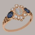 thumbnail image 3 of LBG British Made 10k Rose Gold Natural Opal & Diamond Womens Promise Ring - 33 size options - Size 9.5, 3 of 5