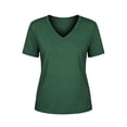 thumbnail image 4 of Tqcoqu Womens Tops Summer Casual Short Sleeve T Shirts Basic Loose Fit V Neck Shirts,Army Green,Women's S-XXL, 4 of 5