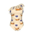 thumbnail image 4 of Yiaed Dachshund Print Women One Piece Swimsuits Tummy Control One Shoulder Bathing Suits Pattern Ruffle Swimwear-Medium, 4 of 8