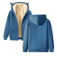 thumbnail image 2 of Plain Basic Fleece Lined Zip Up Hoodies for Women Winter Long Sleeve Thick Hooded Sweatshirt with Pockets Jacket Coat, 2 of 6