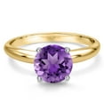 thumbnail image 3 of Gem Stone King 14K Two Tone Gold Purple Amethyst Solitaire Engagement Ring for Women | 1.70 Cttw | Round 8MM | Gemstone February Birthstone | Size 6, 3 of 6