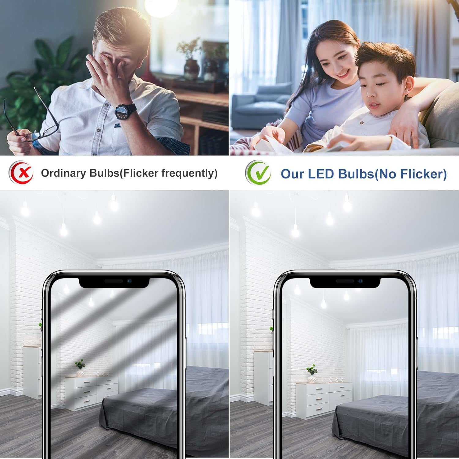 SHAANXIXIAN 4 Pack A15 Light Bulbs 60 Watt Equivalent, 5000K Daylight LED Light Bulb, Non-Dimmable, 600 Lumens, E26 Base, A15 6.5W LED Light Bulbs 60 Watt for Ceiling Fan, Enclosed Fixture