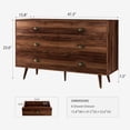 thumbnail image 2 of CARPETNAL Walnut Brown Dresser for Bedroom, 6 Drawer Dresser with Wide Drawers and Metal Knob, Wood Dressers & Chest of Hallway, Entryway., 2 of 14