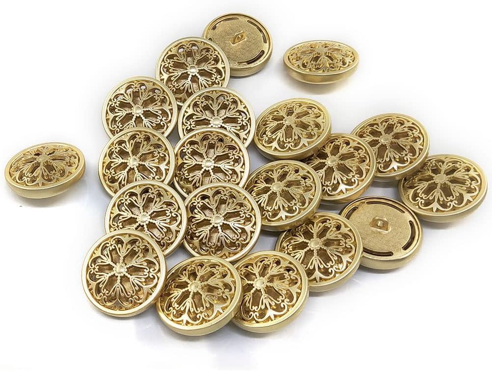 ABPETE Buttons,Vintage Metal Sew-On Buttons 20pcs - 40L (1" / 25mm) Openwork Carved Design for Double-Breasted Coats & Peacoats,Retro Hollow-Circle Buttons
