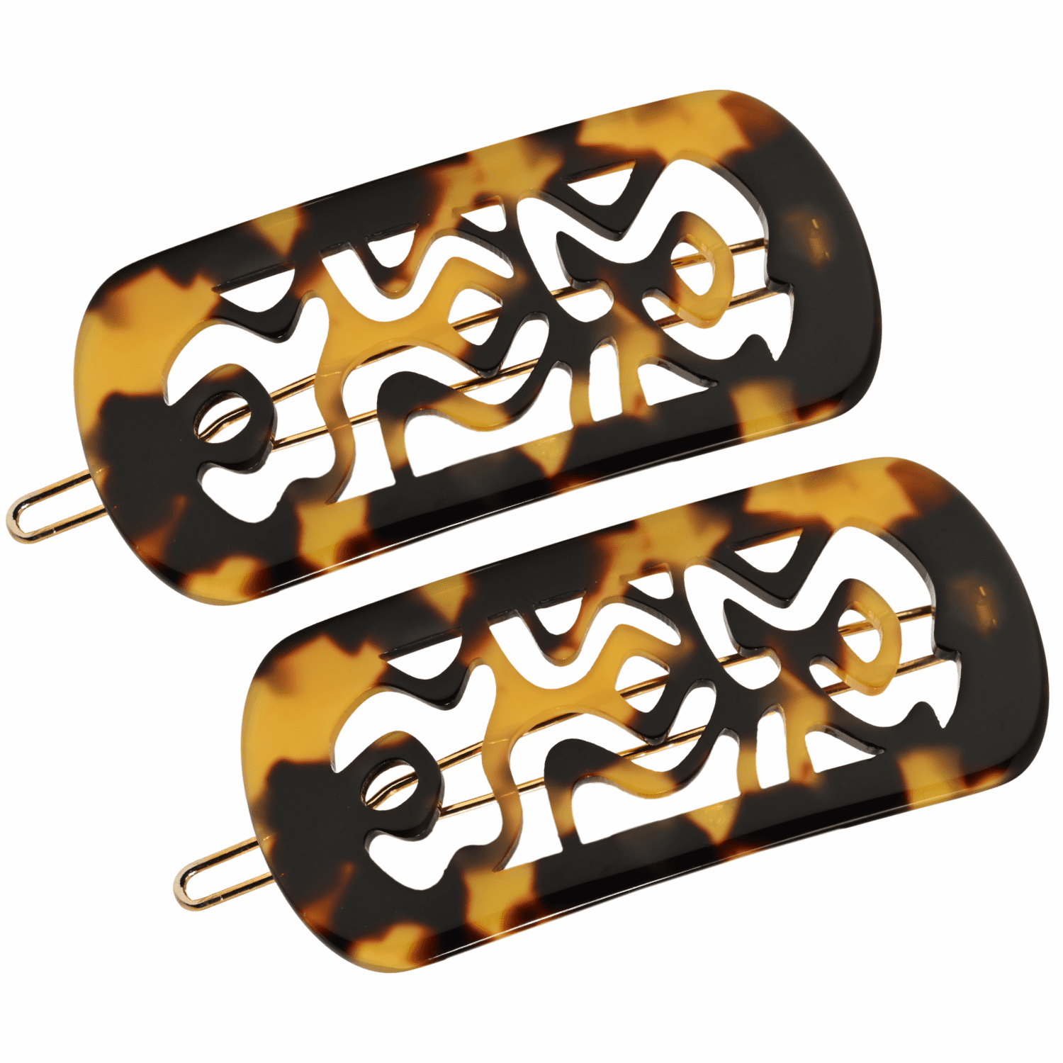 French Amie Swirls 2 ¼” Celluloid Handmade Tige Boule Snap Hair Clips for Women (WhiteTokyo, 2Pcs)