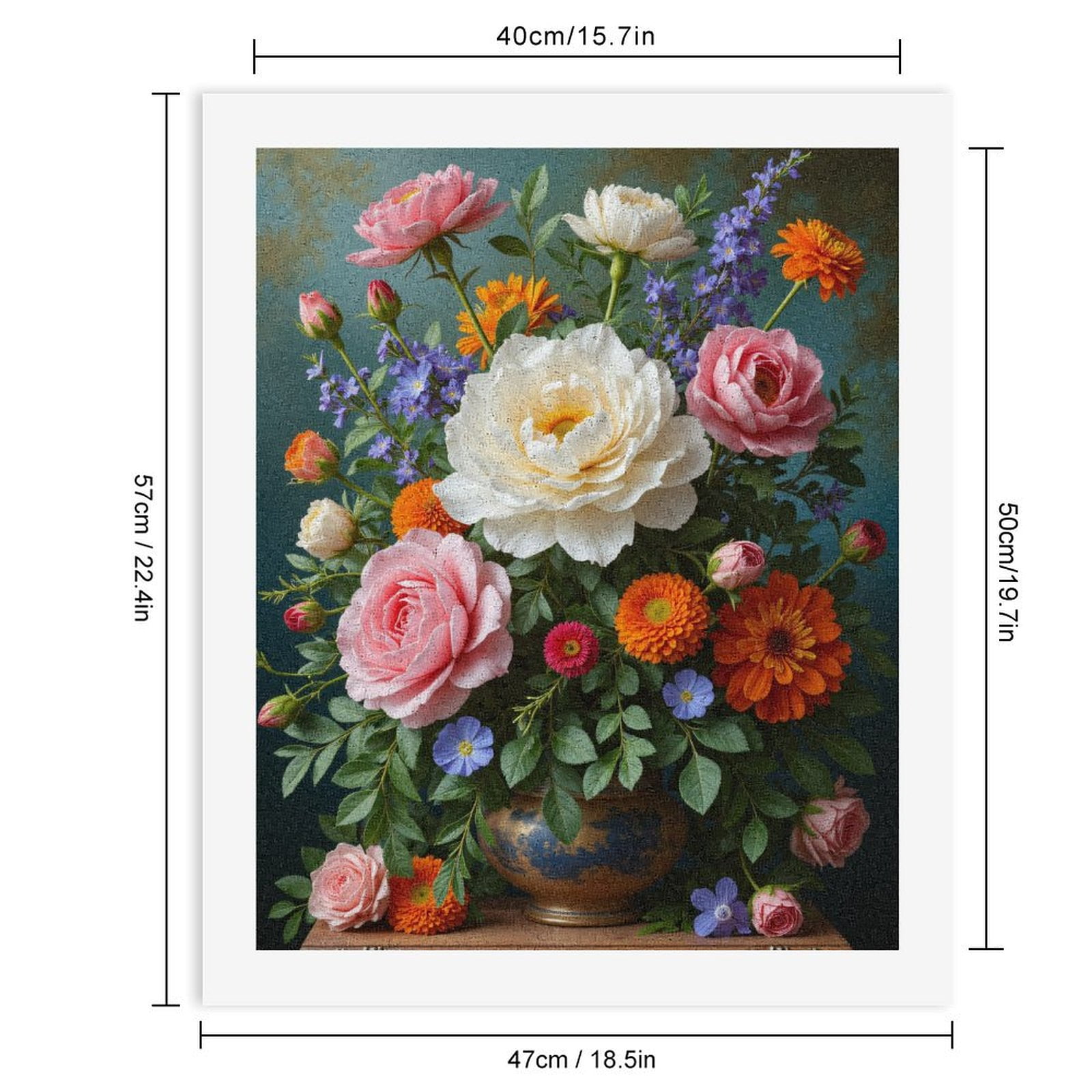 Paint by Numbers Kit for Adults, Floral Bouquet In Ceramic Vase Paint by Numbers, Easy Paint by Numbers Kit for Adults Beginner, DIY Adult Paint by Number Kits on Canvas, Home Decor