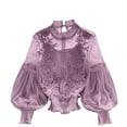 thumbnail image 2 of Neewe Buauty Mesh Long Sleeve Top for Women, Sheer Tops See Through Mock Neck Floral Embroidery Sheer Blouce Fishnet Shirt, 2 of 8