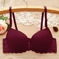 thumbnail image 2 of Bigersell Wirefree Bra With Support Women Lace Backless Anti-Light Bottoming Wrapped Chest Vest Underwear Short Size Full-Coverage Wireless Bra, Style 83, Wine Red 38B, 2 of 2