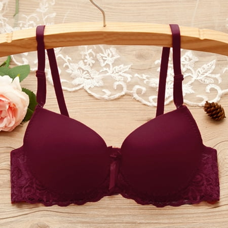 

Leylayray Underwear Women Women Push Up Deep V Ultrathin Underwire Padded Lace Brassiere Bra PK 40B/90B Pink 40B(Buy 2 Get 1 Free)