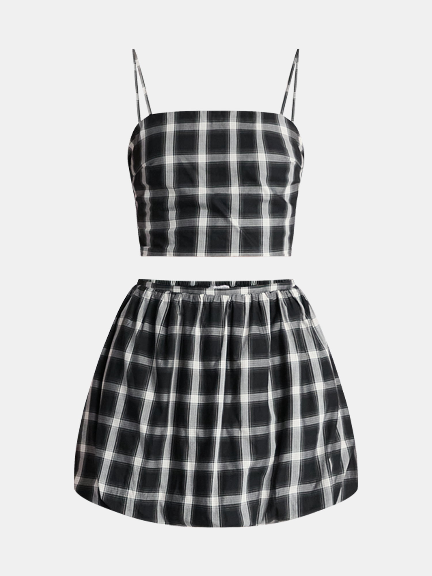 No Boundaries Cotton Cami and Mini Bubble Skirt Set, 2-Piece, Women's Sizes XXS-XXL