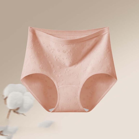 ITSAME Womens Cotton Briefs Breathable Soft Comfort Stretch High-Waisted Underwear Pink Size L