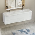 thumbnail image 2 of Modern 72" Wall-Mounted Bathroom Vanity in Glossy White with Double Resin Top Basins, 2 of 7
