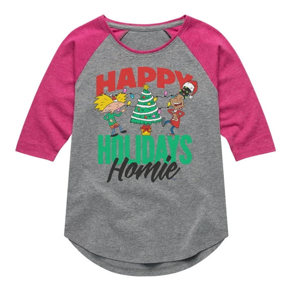Hey Arnold! - Holiday Homies - Toddler And Youth Girls Raglan Graphic T-Shirt