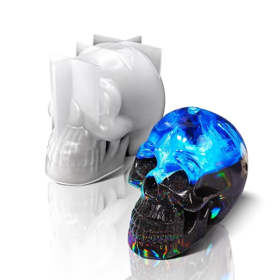Silicone Skull Mold for Epoxy Resin Casting - 3D Large Skeleton Shape for Candle Making, Home Decor, Outdoor Art Crafts