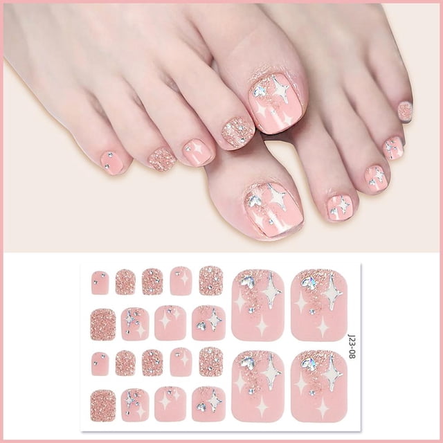 22Pcs/Sheet Removable Toe Nail Fake Nail Art Fake Nails French Nails Nail Mani Press Set