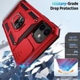 thumbnail image 4 of for iPhone 12 / iPhone 12 Pro Case with Slide Camera Cover HD Screen Protector Heavy Duty Military Grade Shockproof Magnetic Ring Holder Kickstand Phone Case for iPhone 12/12 Pro,Red, 4 of 12