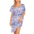 thumbnail image 4 of EGNMCR Chemise de Nuit Boutonnée pour Femme Été Tendance Décontractée Robe à Manches Courtes Coupe Ample Imprimée Mini Robes de Pyjama Douce et Confortable Tenue de Détente Chemises de Nuit et T-Shirts de Nuit, 4 of 7