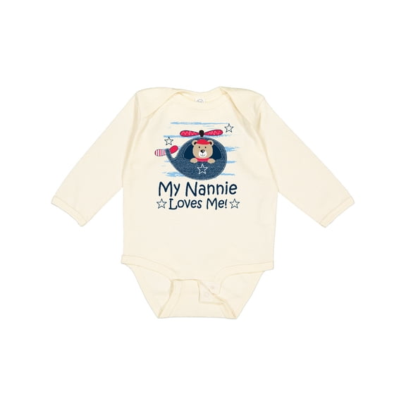 Inktastic My Nannie Loves Me Grandson Boys Long Sleeve Baby Bodysuit
