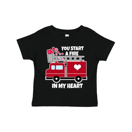 

Inktastic Valentine Fire Truck White and Pink Hearts Gift Toddler Boy or Toddler Girl T-Shirt