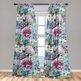 thumbnail image 2 of Springtime Window Curtains, Romantic Wild Nature Themed Flowers Vintage Butterfly and Bird Print, Lightweight Decor 2-Panel Set with Rod Pocket, Pair of - 28"x84", Cadet Blue Multicolor, by Ambesonne, 2 of 3