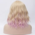 thumbnail image 5 of Unique Bargains Wigs for Women 14" Gold Tone Gradient Pink Curly Wig with Wig Cap Synthetic Fibre, 5 of 6