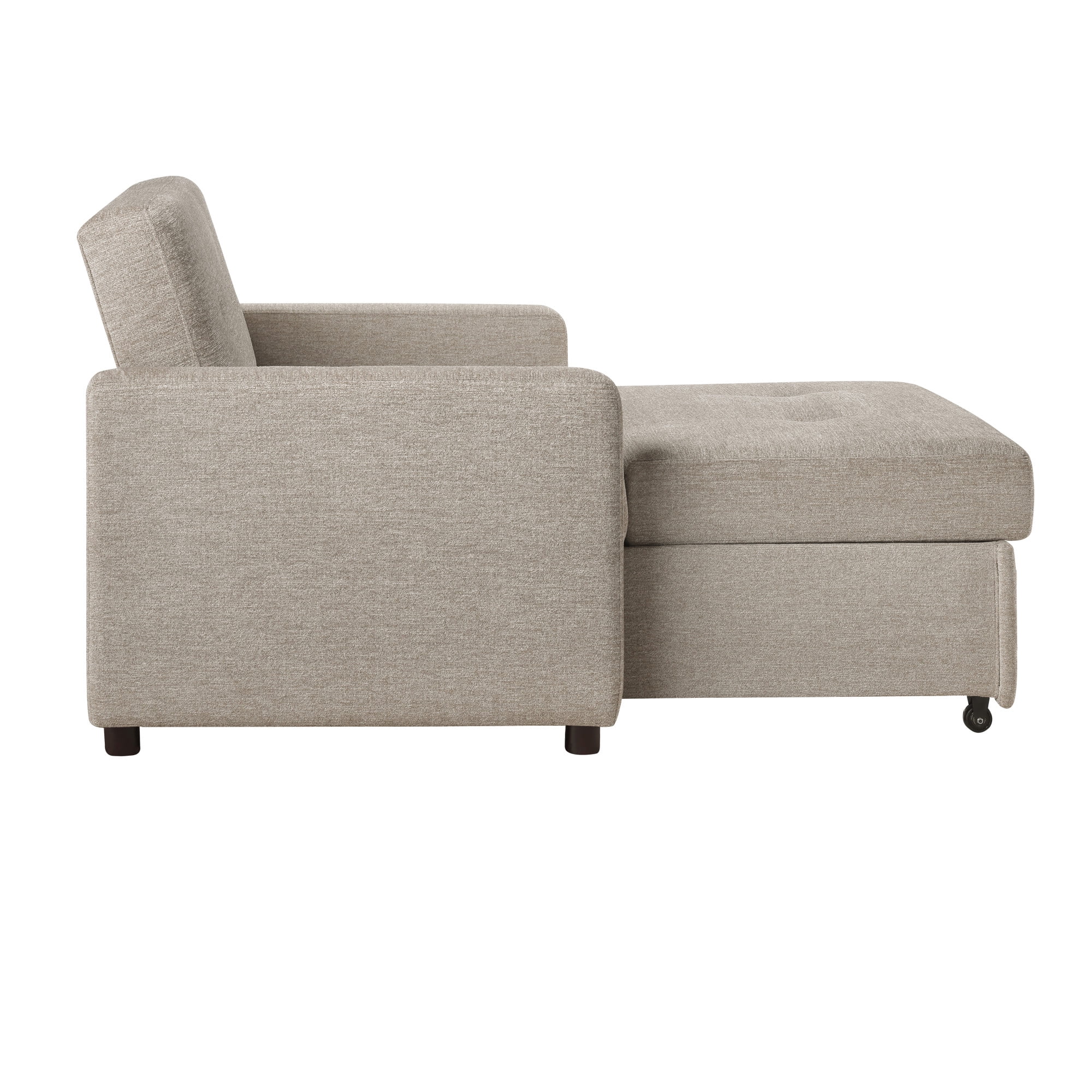 Steve Silver Noah Convertible Upholstered Sleeper Chair with Pleated Back and Seat, Tan