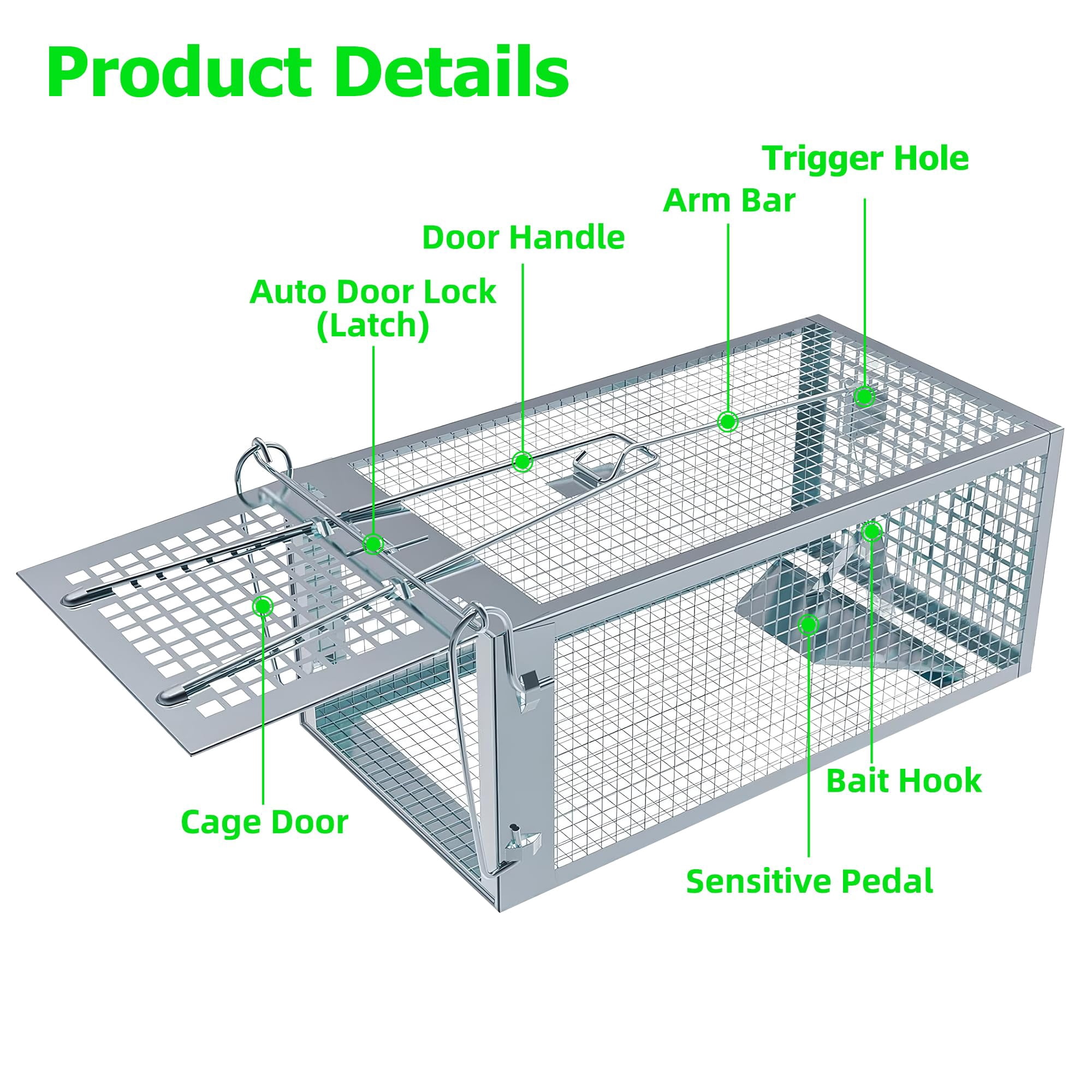 Humane Rat Traps 2-pack  No Small Animal Cage Live Mouse Catch And Release Trampa Para Ratones Chipmunk Rodent That Work For Indoor Outdoor - 10.6" L X 5.5" W 4.7" H
