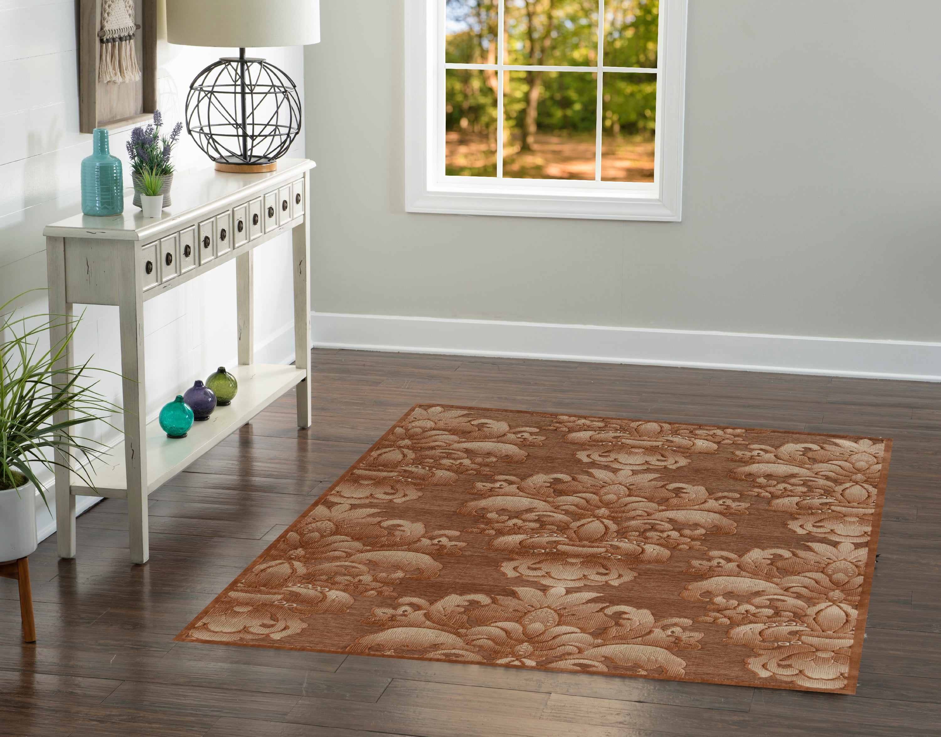 Linon Home Décor Hi Lo Area Rug Collection, Brown and Beige, 8' x 10.25'