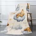 thumbnail image 2 of Spxubz Flannel Throw Blanket With Cute Teddy Bear Sleeping On Clouds And Stars Design For Gift Home Sofa Bed Decoration 80x60 inch, 2 of 5