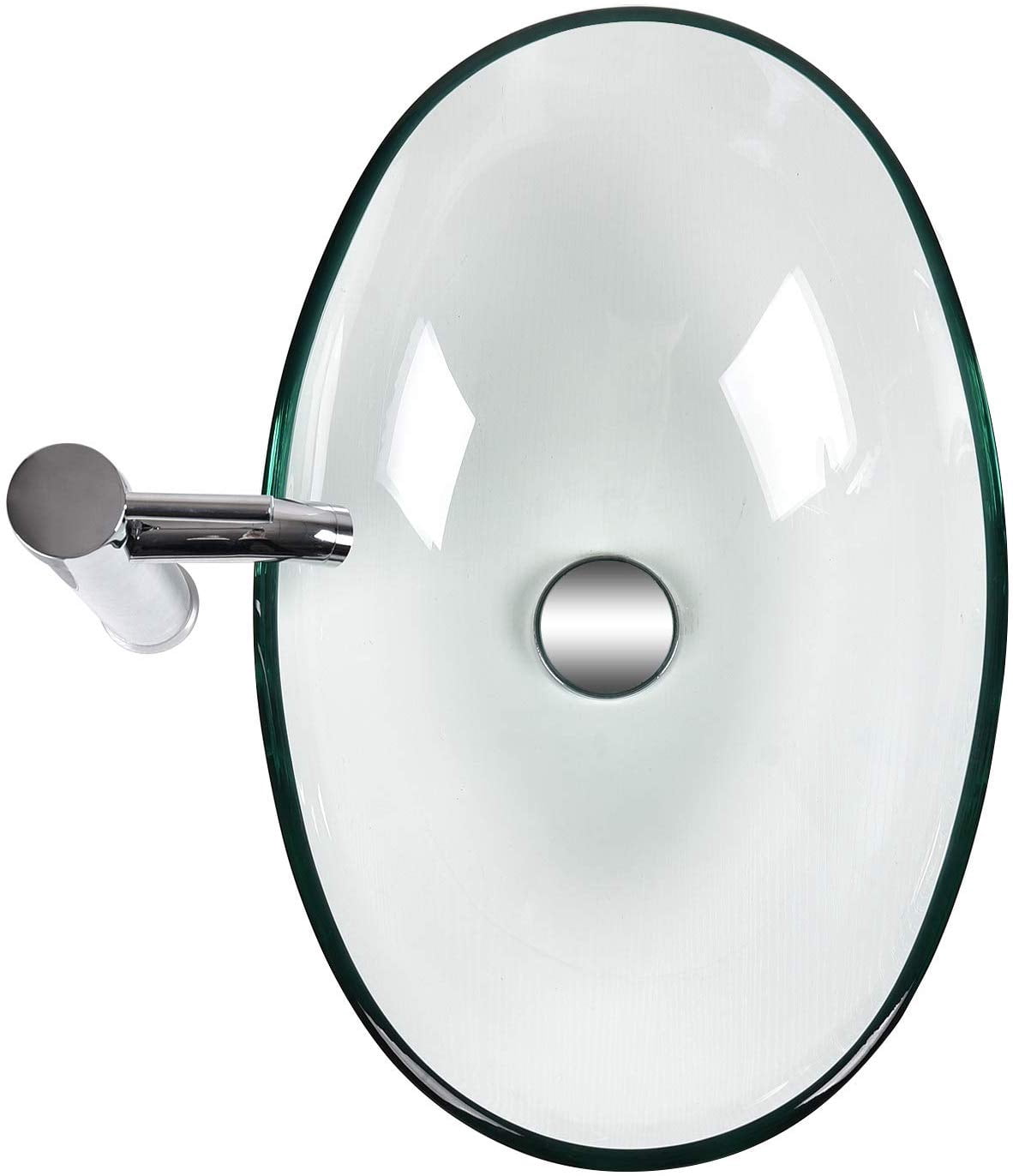 ELECWISH Bathroom Frosted Vessel Sink Tempered Glass Basin Chrome Faucet Pop-up Drain Combo