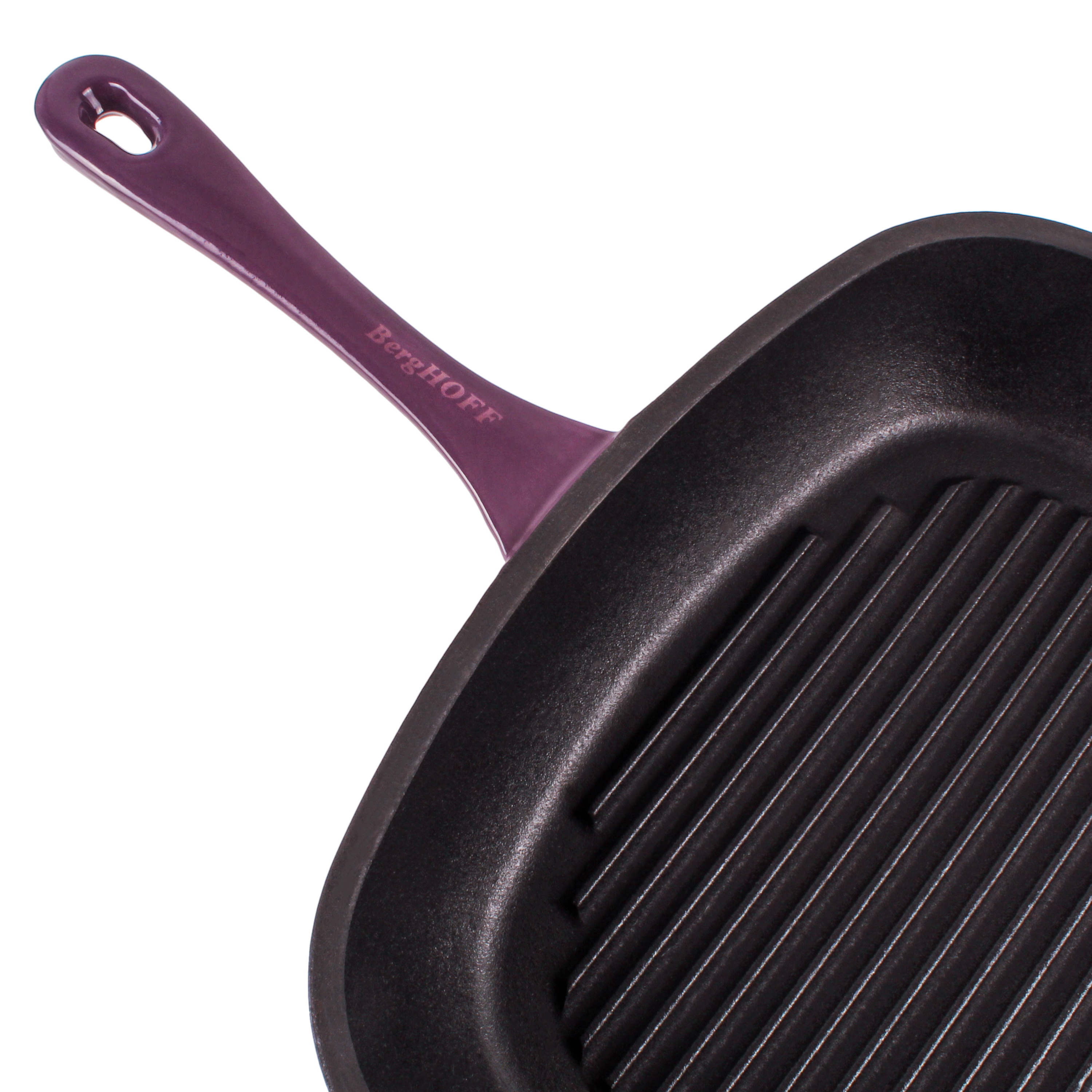BergHOFF Neo 2pc Cast Iron 11" Grill Pan with Steak Press, Purple