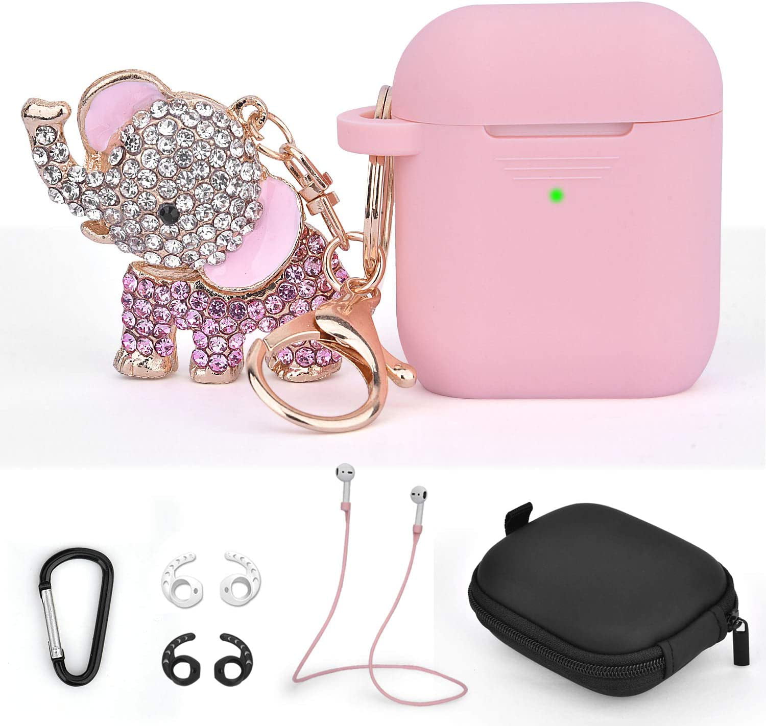 Leather AirPods Case Heart Airpods Case Pink Girly Airpods Cover Headphone Holder Leather Airpod Keychain AirPod 1 Airpod 2 Case pouch gift