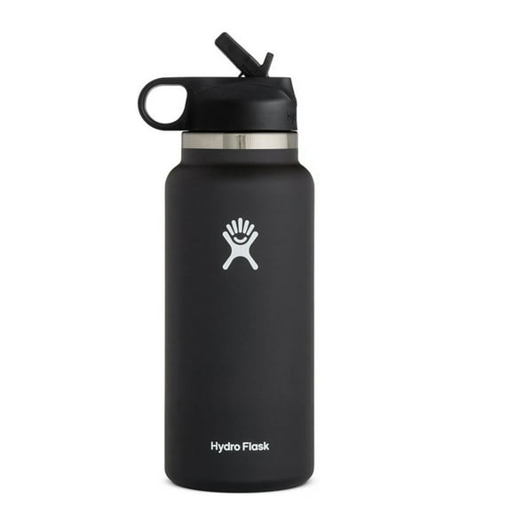 Hydro Flask 32OZ Wide Mouth 2.0 Water Bottle, Straw Lid, Multiple Colors - Black - New