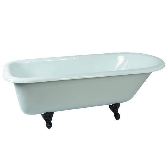 Aqua Eden VCTND673123T5 66-Inch Cast Iron Oval Rectangular Roll Top Clawfoot Tub (No Faucet Drillings) in White/Oil Rubbed Bronze