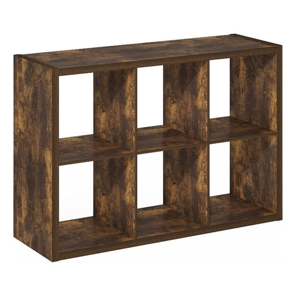 Pemberly Row Open Back Decorative Cube Storage Organizer in 6-Cube Amber Pine