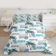 thumbnail image 2 of Feelyou Summer Coconut Tree Full Size Comforter Sets, Cyan Stripes Bedding Sets, 3pcs, 2 of 8