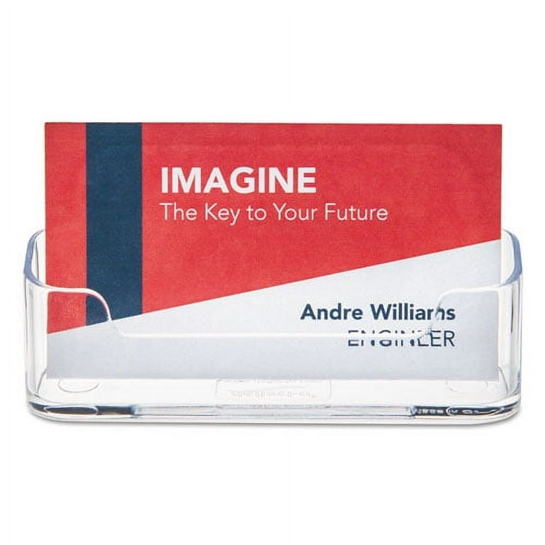 Horizontal Business Card Holder, Holds 50 Cards, 3.88 x 1.38 x 1.81, Plastic, Clear Horizontal Business Card Holder, Holds 50 Cards, 3.88 x 1.38 x 1.81, Plastic, Clear