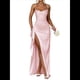 thumbnail image 3 of Vestido de Dama de con Tirantes Finos y Satén con Volantes para Mujer Rosa M, 3 of 7