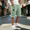 thumbnail image 2 of XDZJLR Big And Tall Men'S Shorts Cargo Summer Casual Solid Waffle Knit Shorts Lightweight Breathable Shorts With Pockets And Drawstring Hiking Shorts Light Green S, 2 of 4